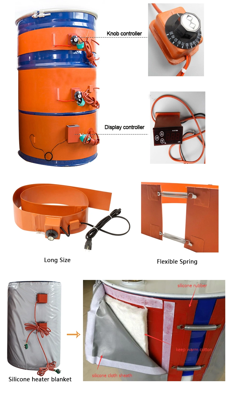 220V 200L 55 Gallon Industrial Waterproof Flexible Silicone Rubber Barrel Drum Oil Heater