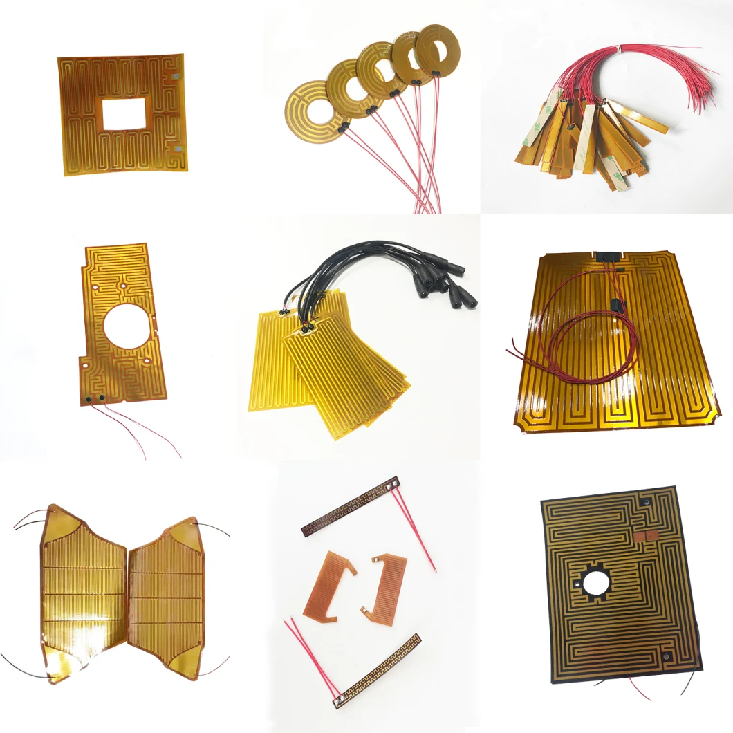 6V/12V Industrial Electric Flexible Polyimide Film PCB Kapton Heater with Adhesive